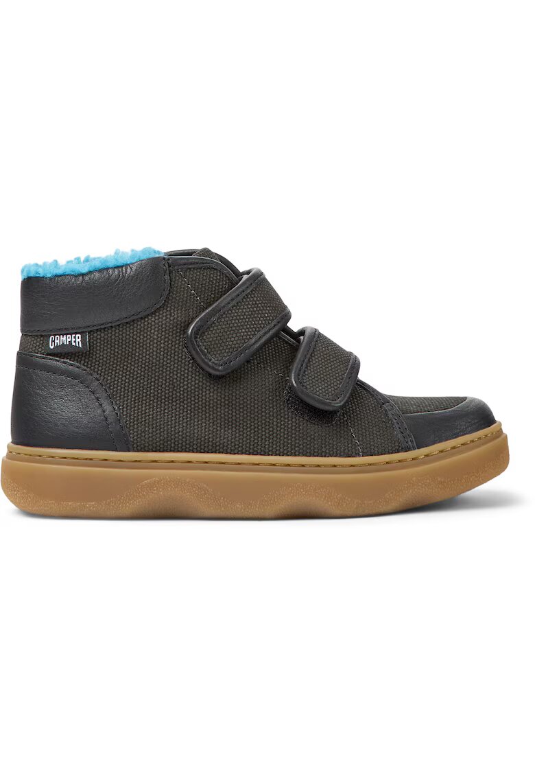 Camper Pantofi din piele si material textil cu inchidere velcro Kiddo 8529 - Gri inchis