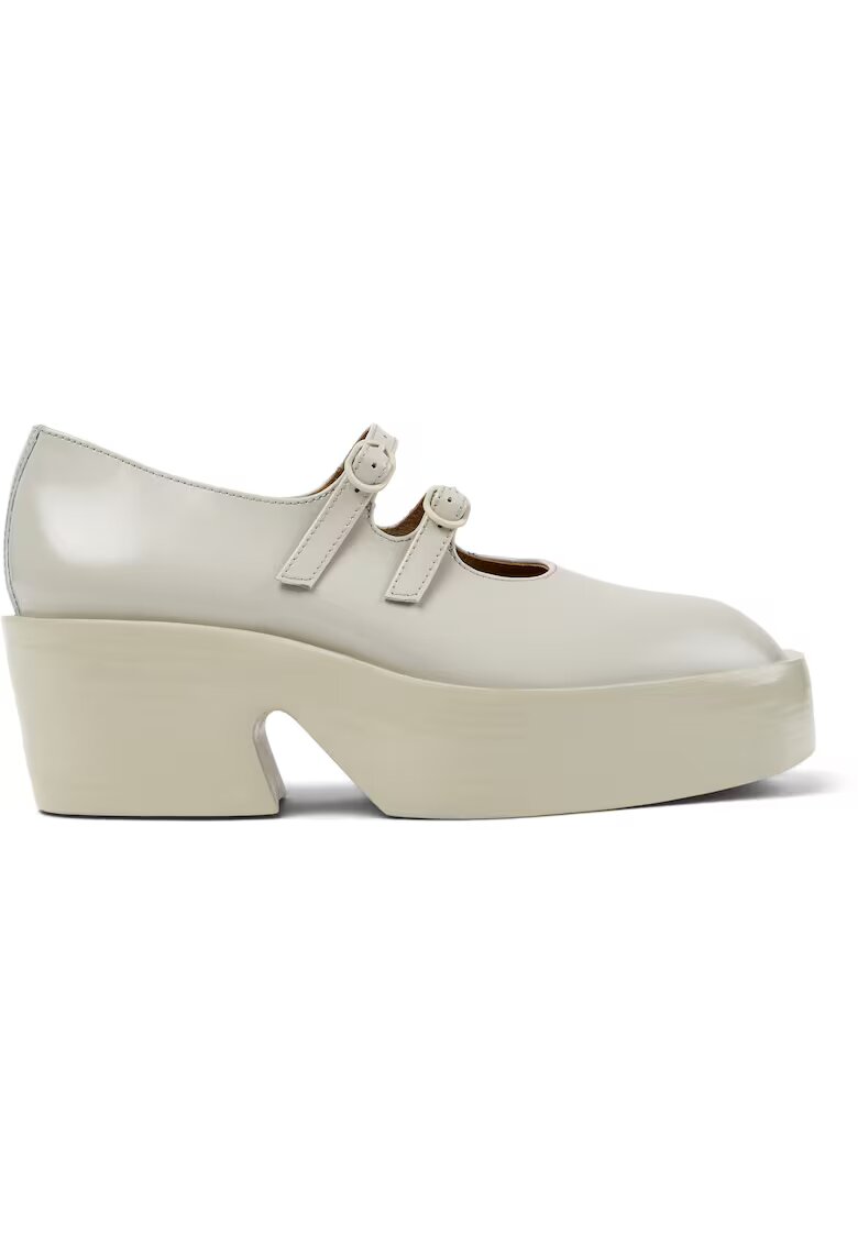 Camper Pantofi Mary Jane din piele cu toc masiv Billie - Bej deschis