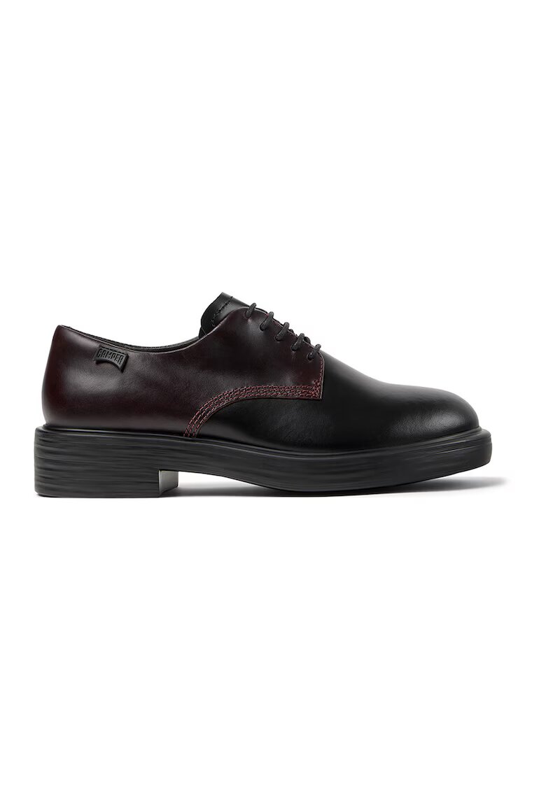 Camper Pantofi Oxford de piele Dean - Maro cognac/Negru