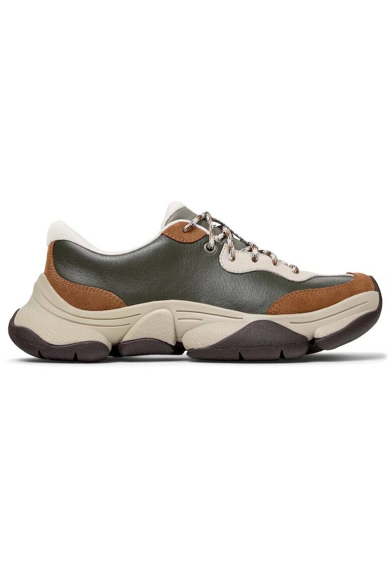 Camper Pantofi sport cu piele si garnituri din piele nabuc Karst 2 - Verde/Maro