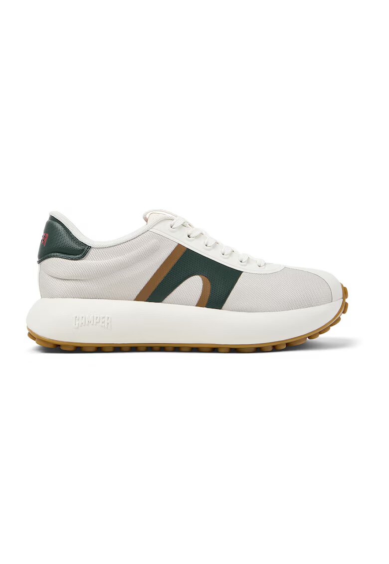Camper Pantofi sport de plasa cu insertii de material sintetic - Alb/Verde padure/Caramel