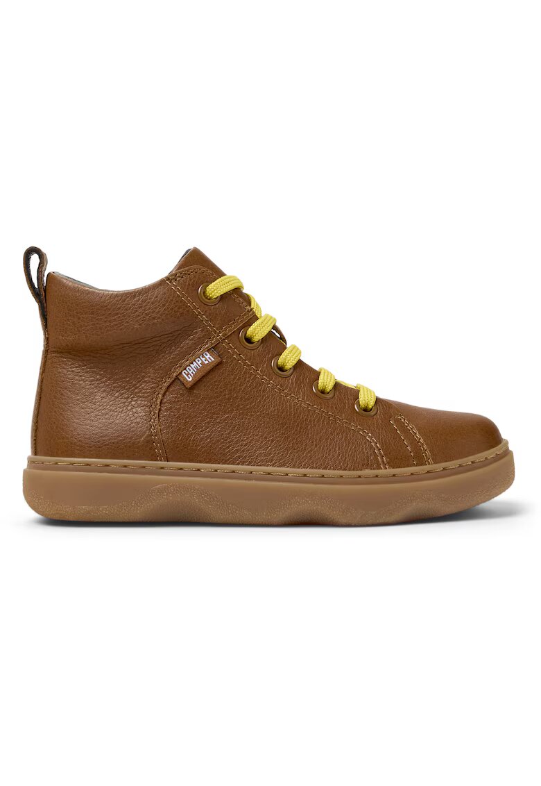 Camper Pantofi sport inalti din piele Kiddo 8519 - Maro scortisoara/Galben pai