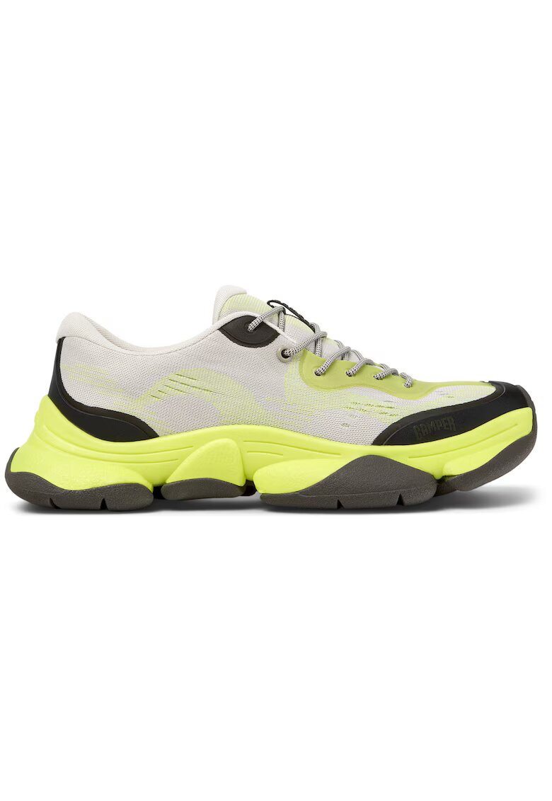 Camper Pantofi sport low-cut de piele si material textil - Verde lime/Bej deschis