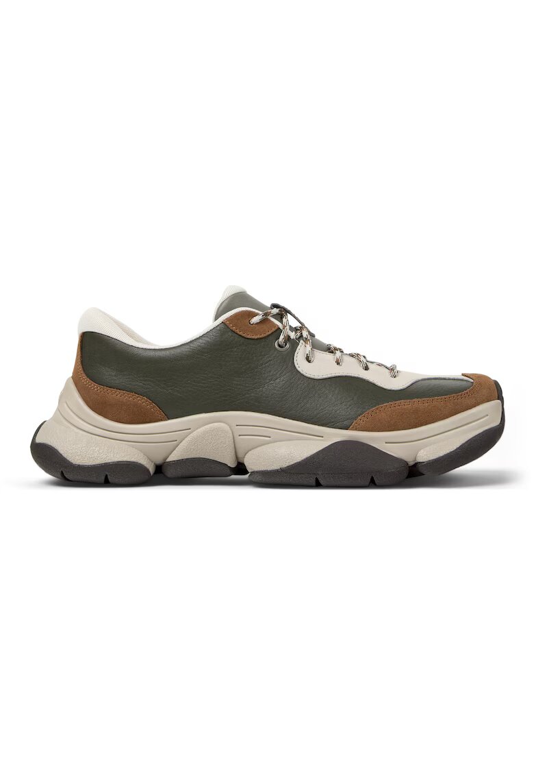 Camper Pantofi sport uni de piele ecologica - Verde/Maro
