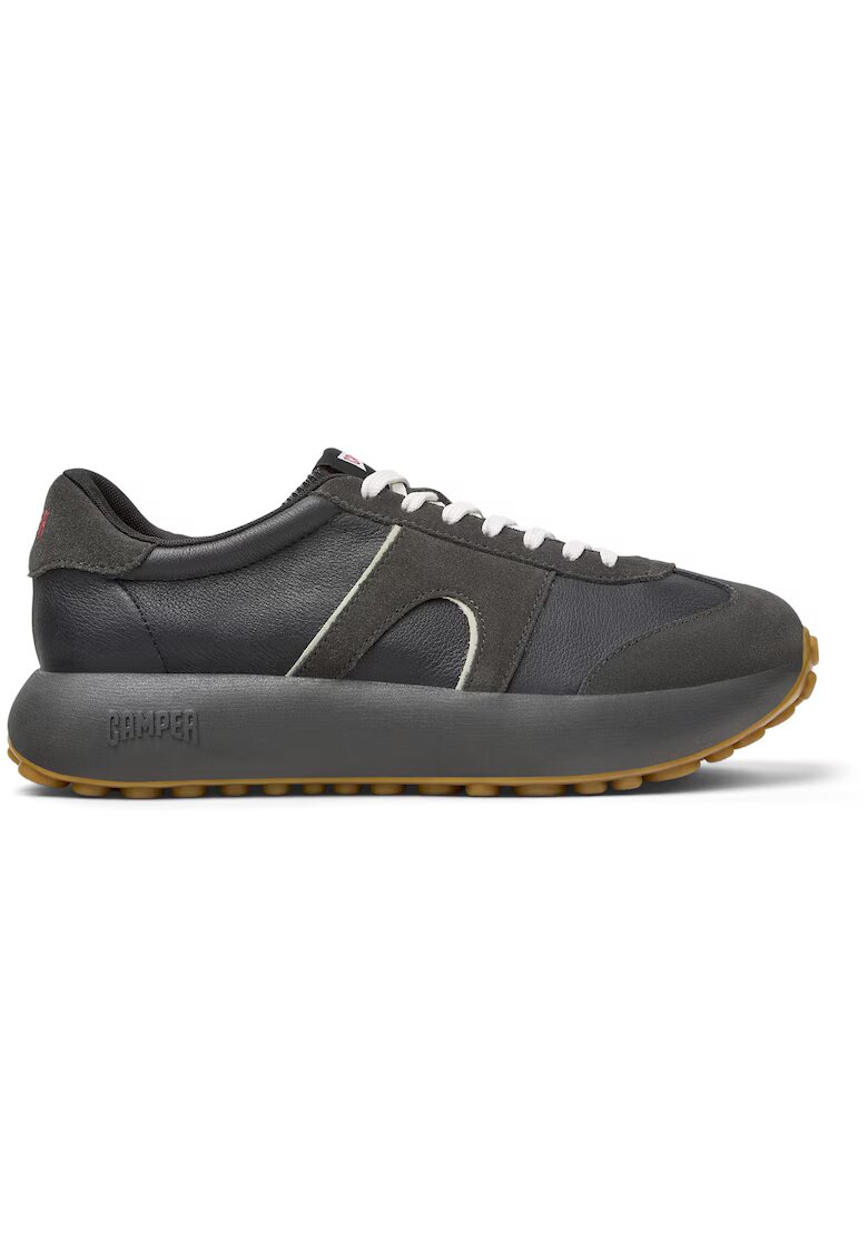 Camper Pantofi sport wedge cu segmente de piele nabuc Athens - Negru