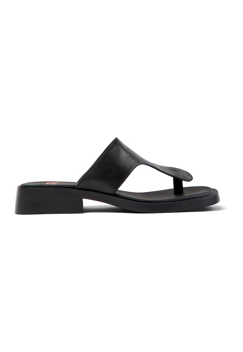 Camper Papuci flip-flop de piele cu toc masiv - Negru