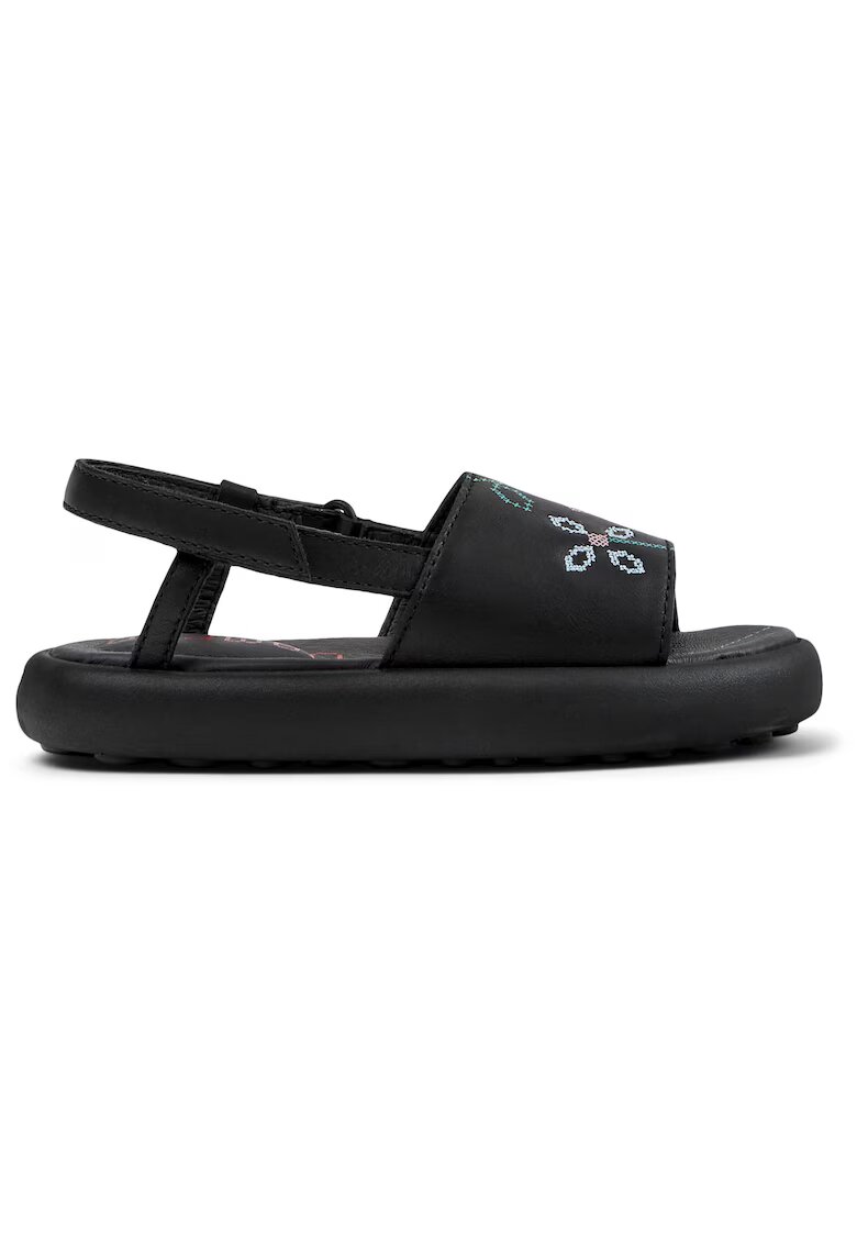 Camper Sandale de piele cu broderie - Negru