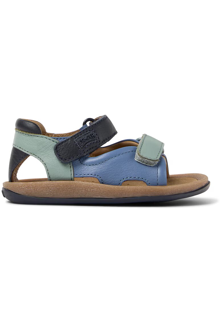 Camper Sandale de piele cu inchidere velcro - Verde pal/Albastru