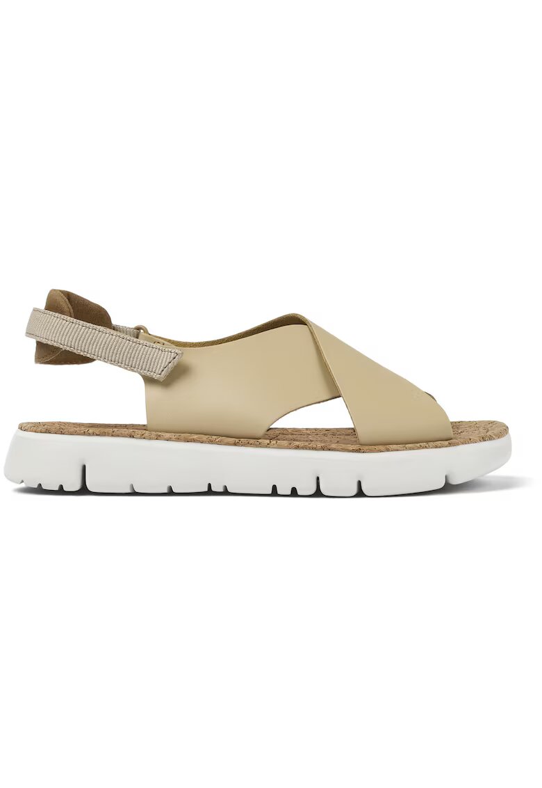 Camper Sandale de piele cu insertii textile Oruga - Bej