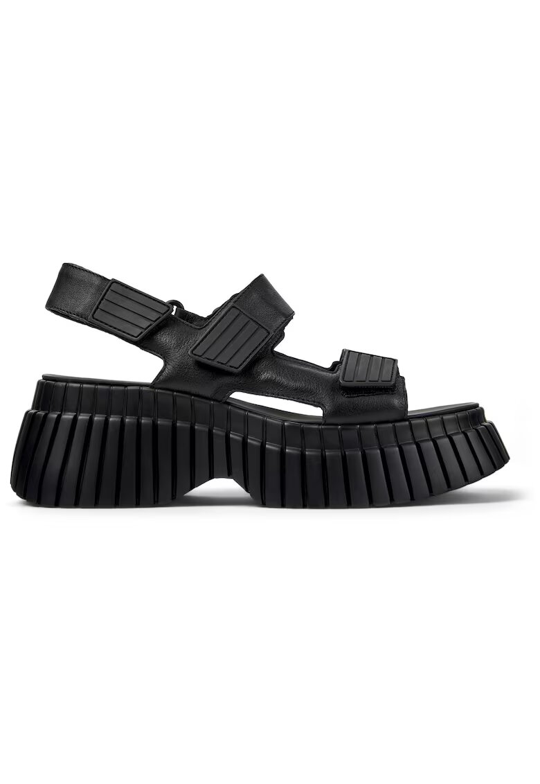 Camper Sandale de piele cu velcro si aspect masiv BCN 22077 - Negru