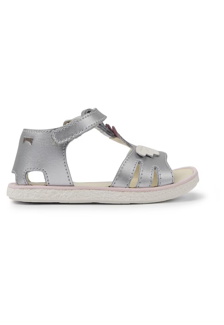 Camper Sandale din piele cu inchidere velcro Miko 711 - Argintiu