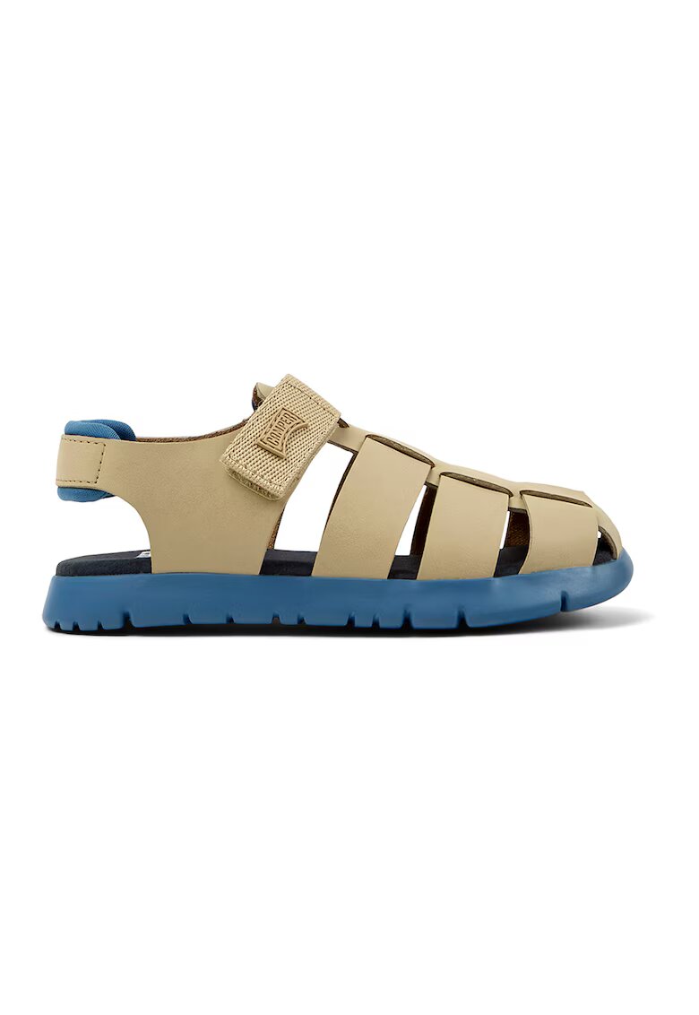 Camper Sandale fisherman de piele cu velcro - Bej/Albastru