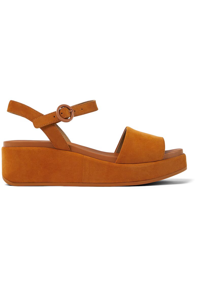 Camper Sandale wedge de piele nabuc Misia - Maro