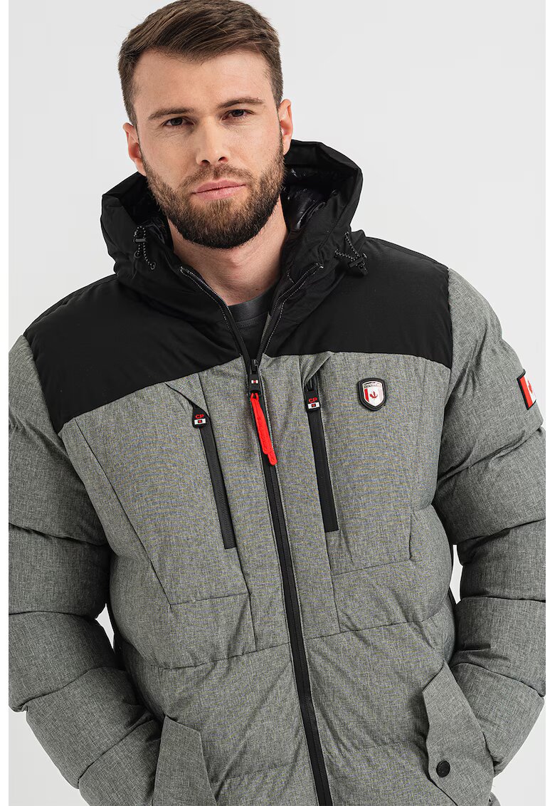 Canadian Peak Geaca cu model colorblock si vatelina Cashblendeak - Negru/Gri melange