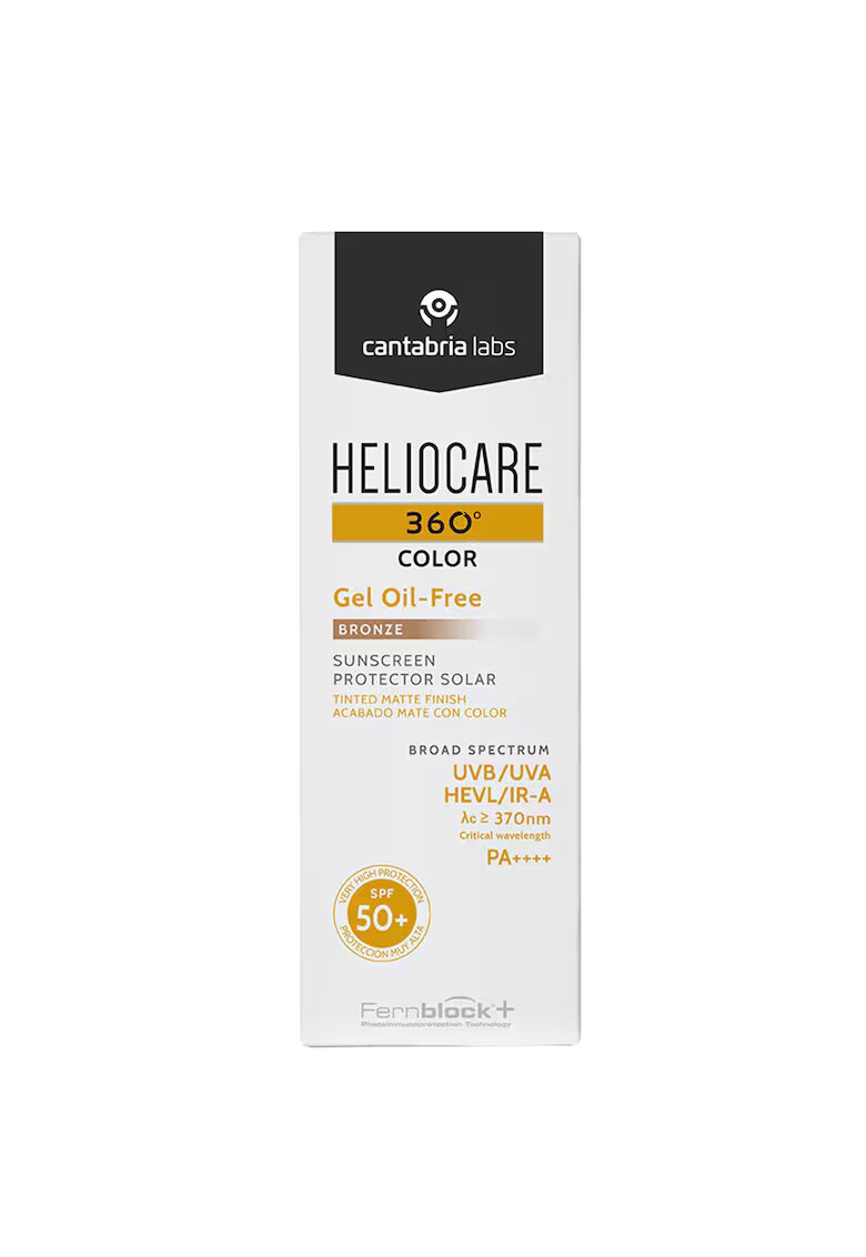 Cantabria Labs Gel oil-free cu pigmenti de colorare si efect matifiant Cantabria Heliocare 360º SPF50+ Bronze - 50 ml