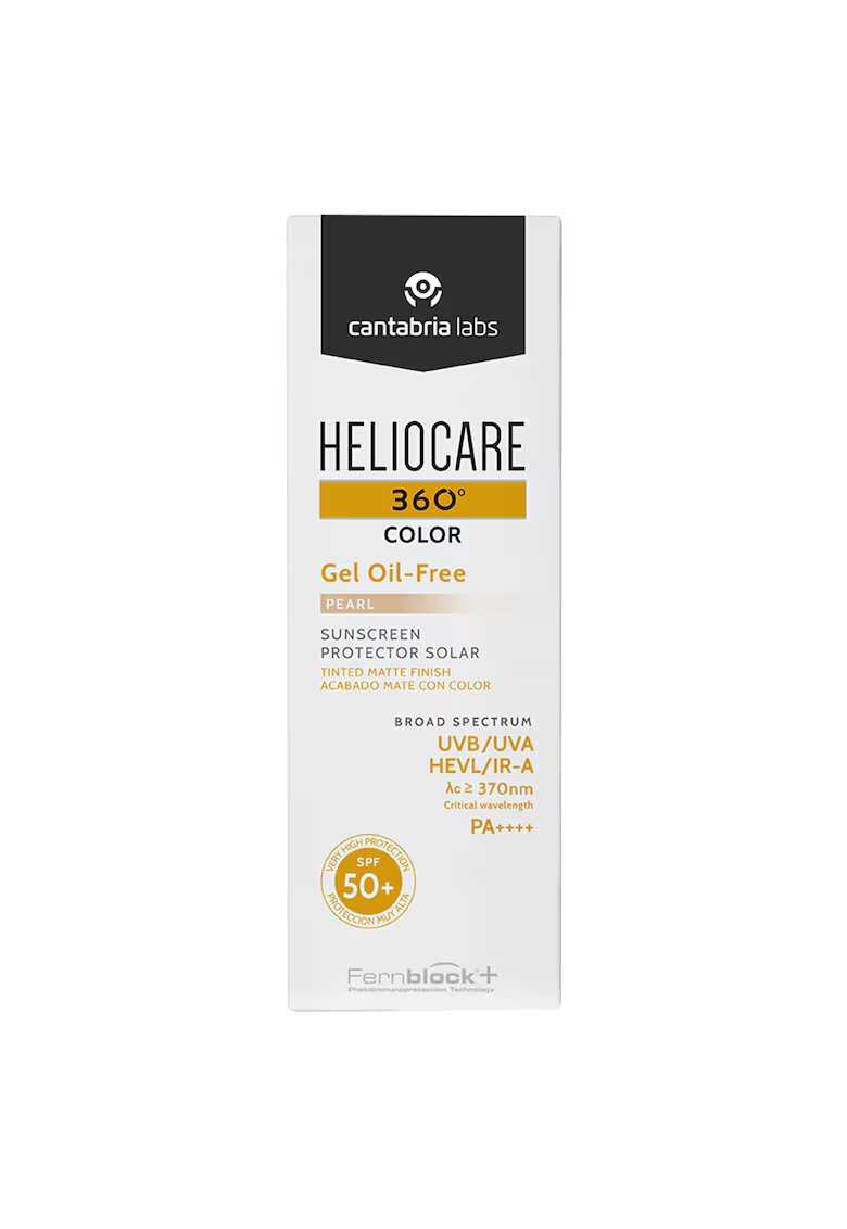 Cantabria Labs Gel oil-free cu pigmenti de colorare si efect matifiant Cantabria Heliocare 360º SPF50+ Pearl - 50 ml