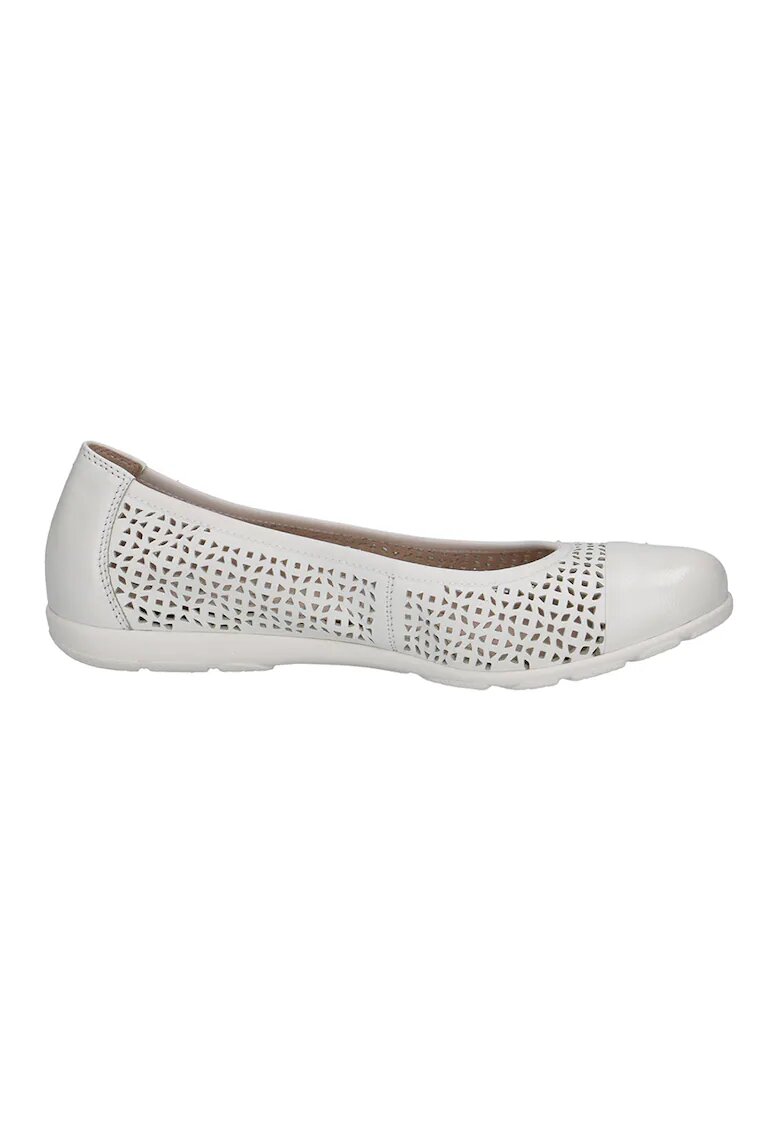 Caprice Balerini de piele cu design cu decupaje - Alb
