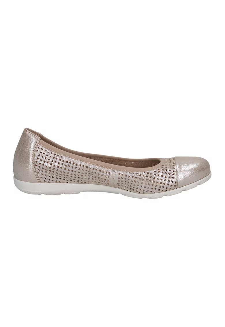 Caprice Balerini de piele cu design cu decupaje - Maro taupe deschis