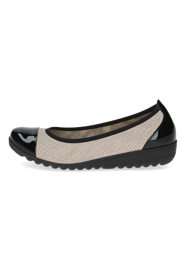 Caprice Balerini de piele cu design perforat - Negru/Bej
