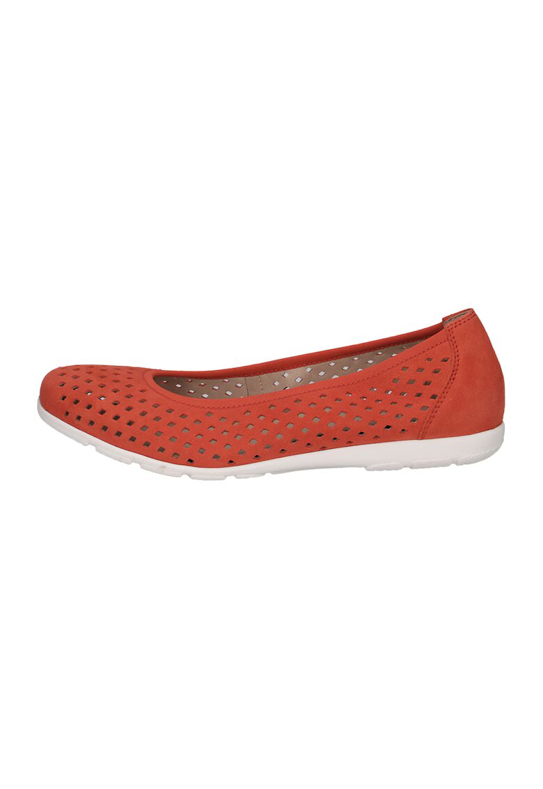 Caprice Balerini de piele cu design perforat - Rosu vermillion