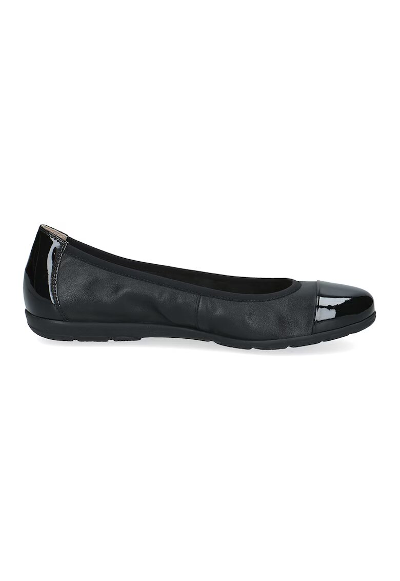 Caprice Balerini de piele cu detalii lacuite - Negru/Negru stins
