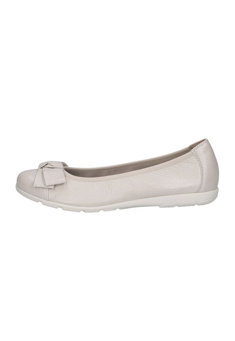 Caprice Balerini de piele cu funda - Maro taupe deschis