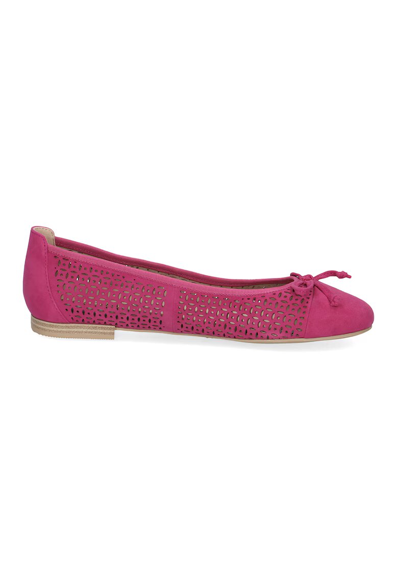 Caprice Balerini de piele cu perforatii - Fucsia