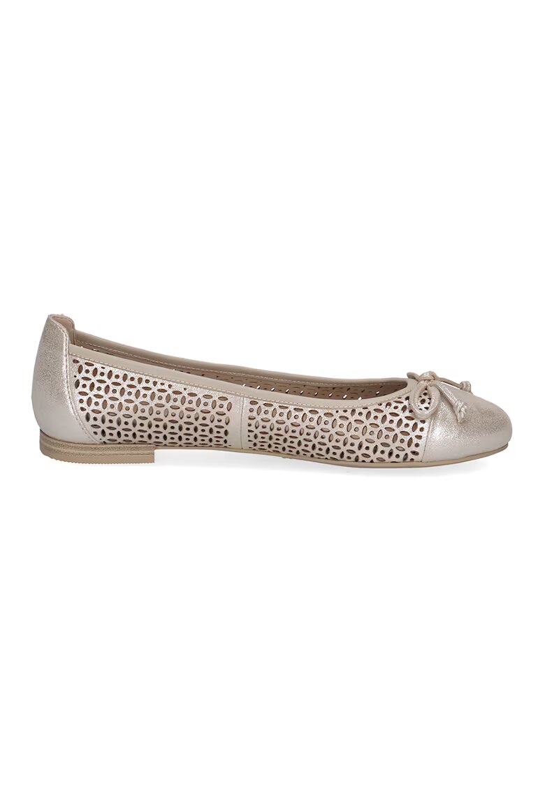 Caprice Balerini de piele cu perforatii - Maro taupe deschis