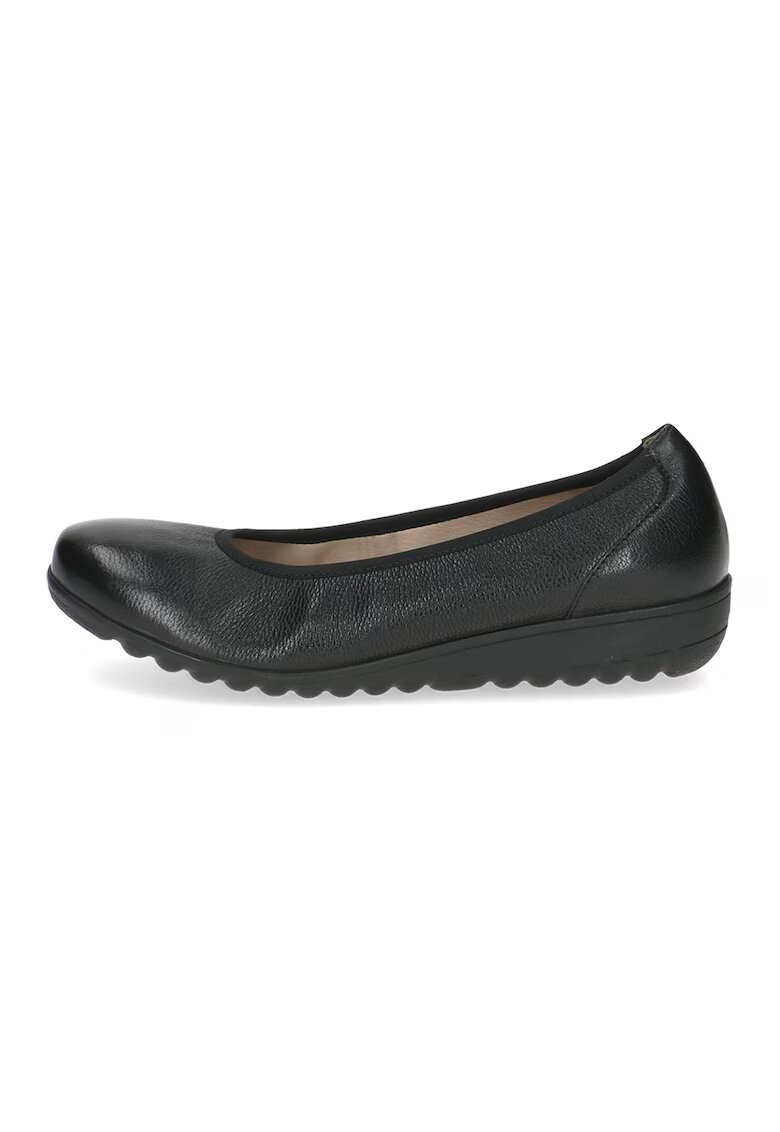 Caprice Balerini de piele cu varf rotund - Negru stins