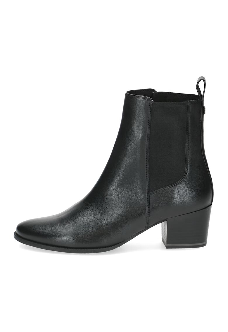 Caprice Botine cu segment elastic si toc masiv - Negru