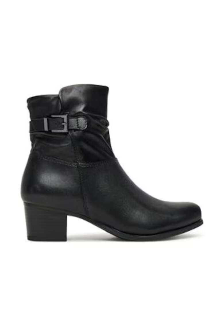Caprice Botine dama cu toc - piele naturala - negru