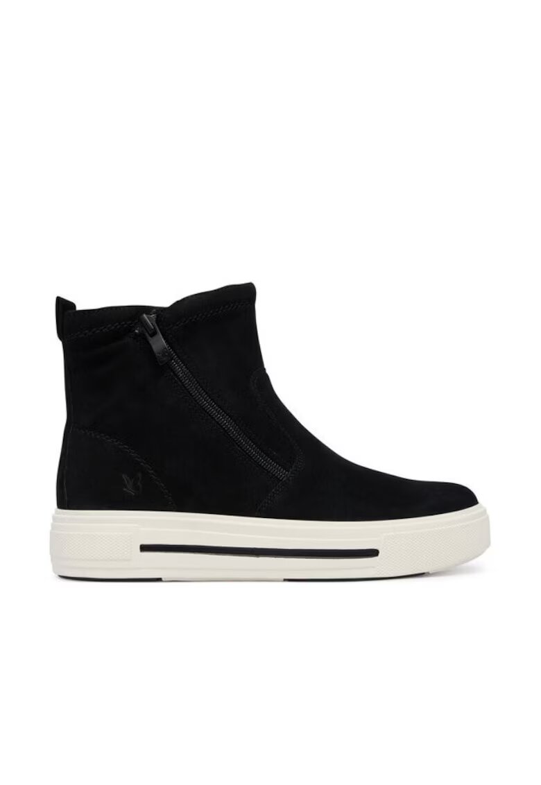 Caprice Botine dama - piele naturala - negru - talpa alba -