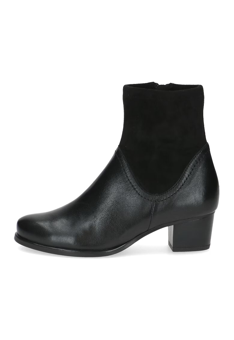 Caprice Botine din piele cu toc masiv - Negru