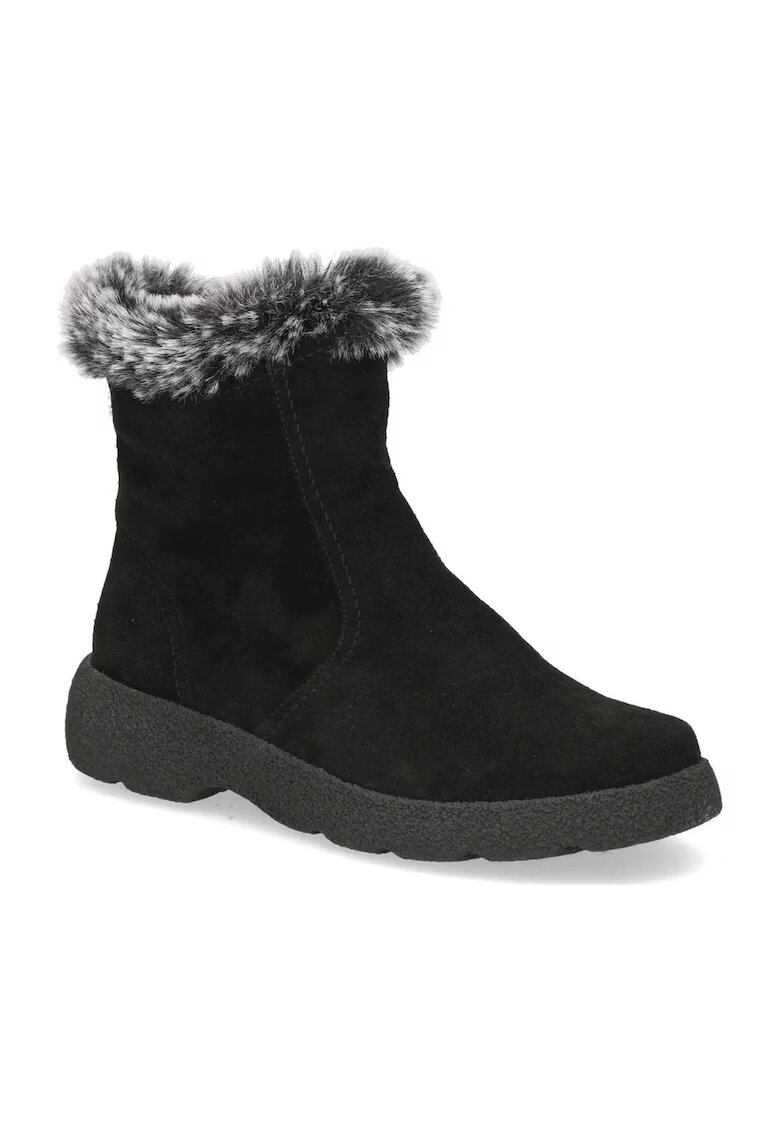 Caprice Ghete dama - piele naturala/textil - casual - negru