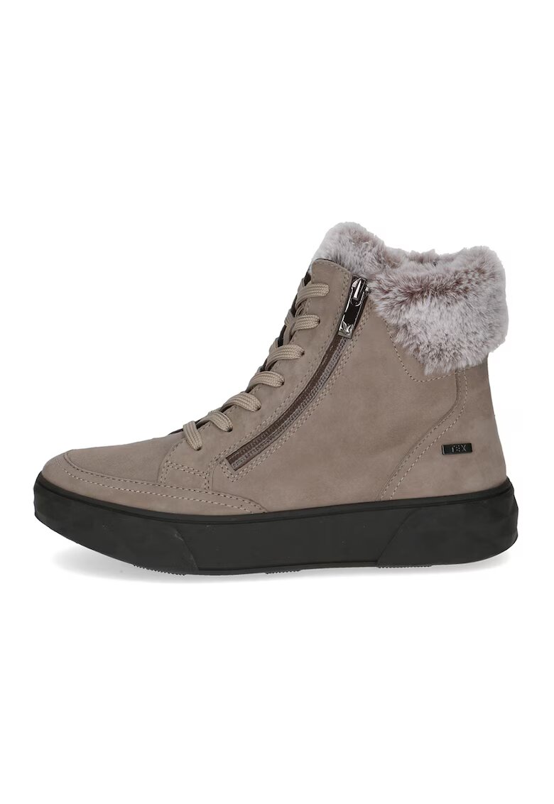 Caprice Ghete de piele intoarsa cu garnituri textile - Maro taupe