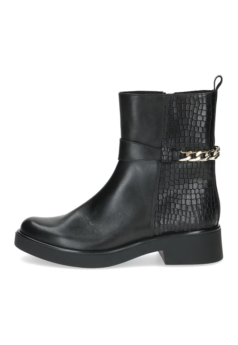 Caprice Ghete din piele cu aspect de piele de crocodil - Negru