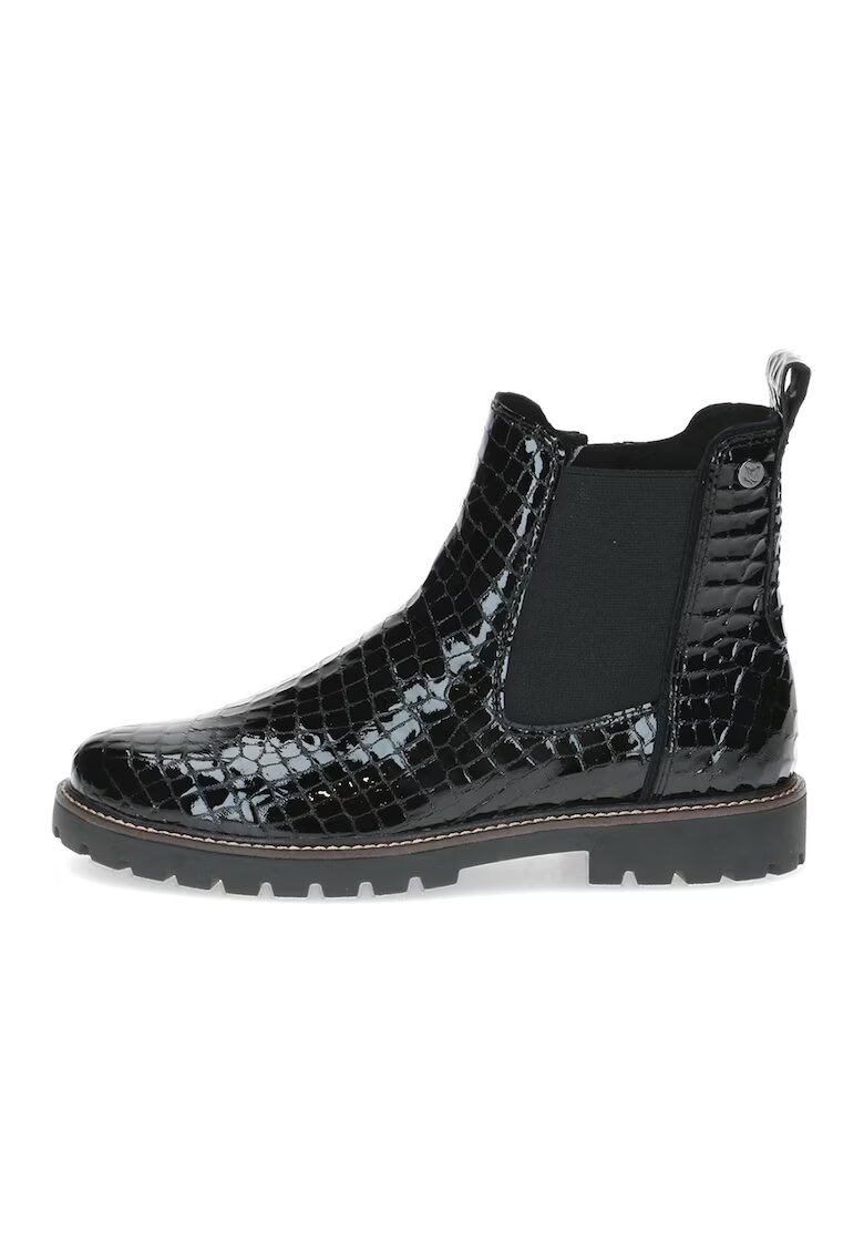 Caprice Ghete din piele cu model crocodil si segment din material textil - Negru stins