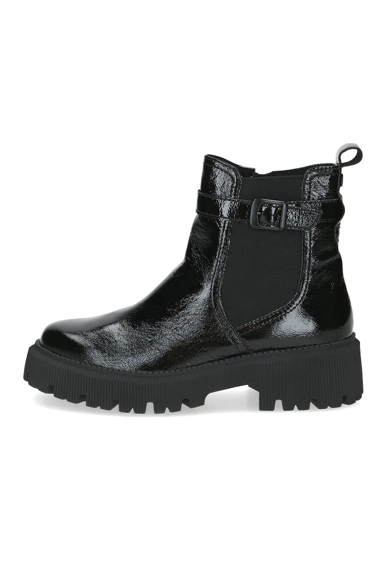 Caprice Ghete din piele cu segment din material textil - Negru