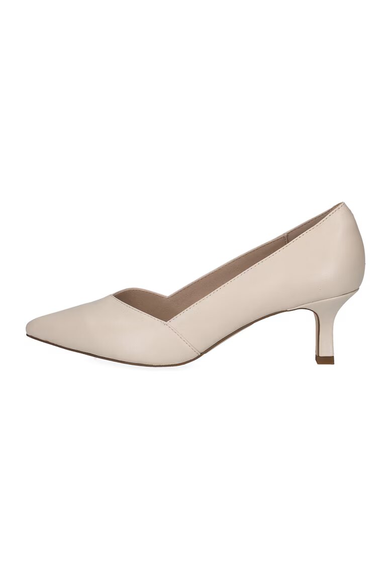 Caprice Pantofi de piele cu varf ascutit si toc kitten - Crem