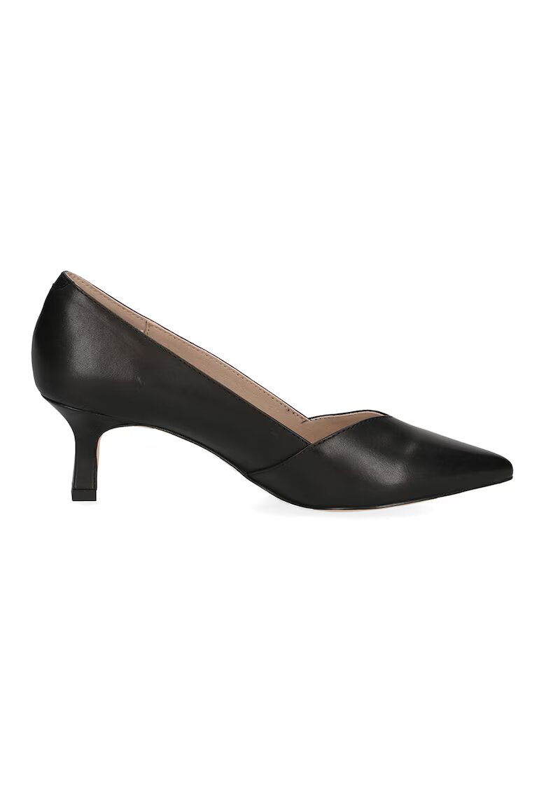 Caprice Pantofi de piele cu varf ascutit si toc kitten - Negru