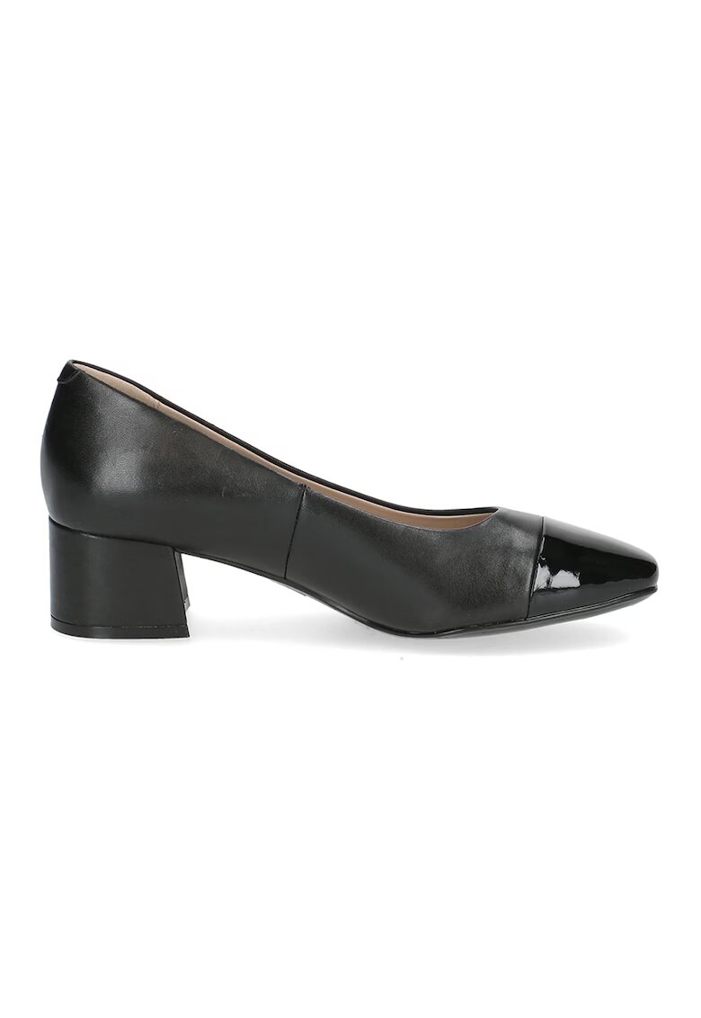 Caprice Pantofi de piele si piele ecologica cu toc masiv - Negru