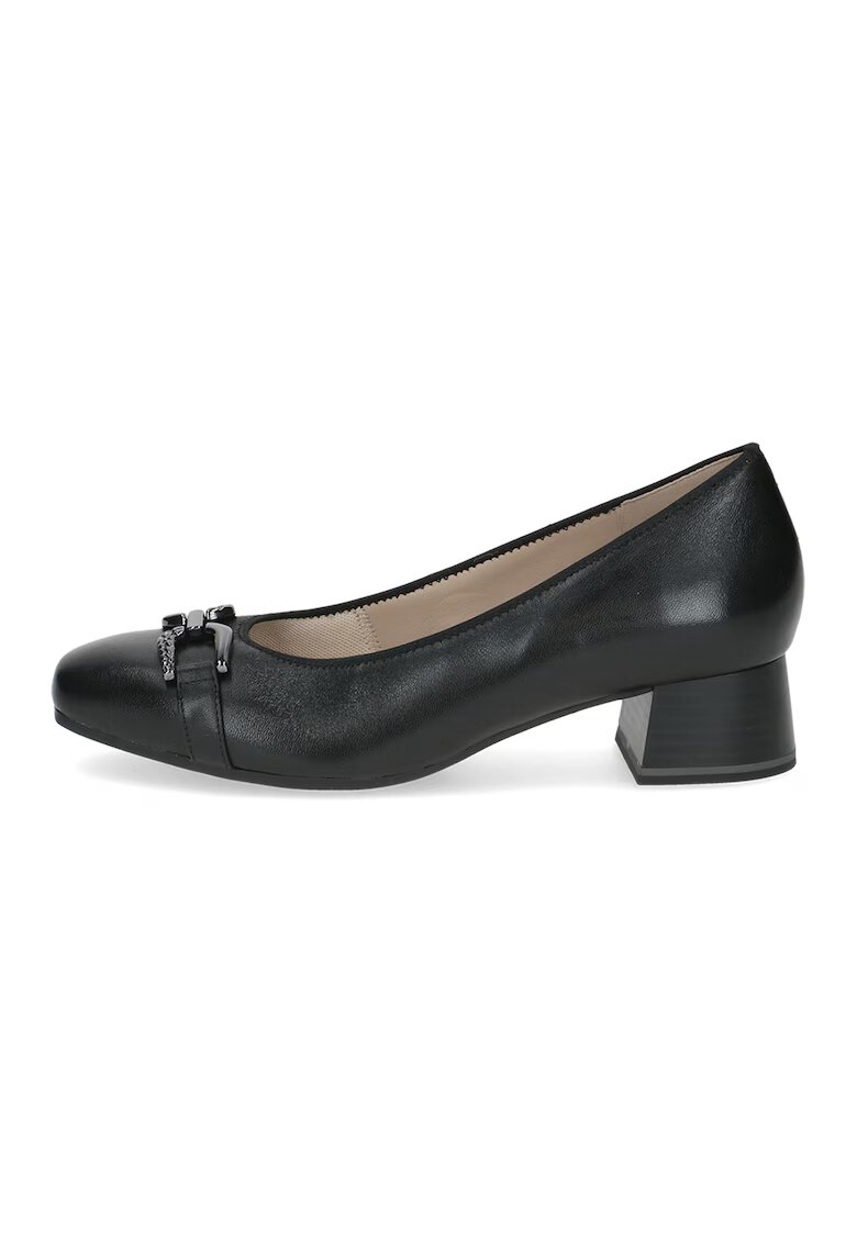 Caprice Pantofi din piele cu toc kitten si varf patrat - Negru