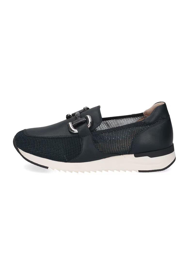 Caprice Pantofi loafer de piele si piele ecologica cu detalii perforate - Albastru ultramarin