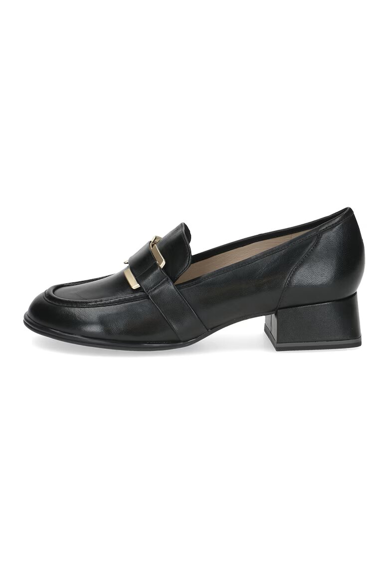 Caprice Pantofi loafer din piele cu toc bloc - Negru