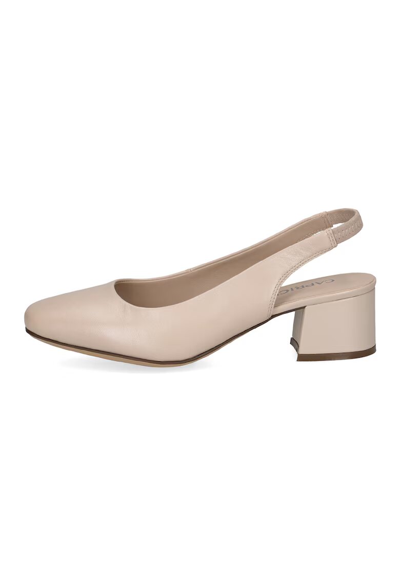 Caprice Pantofi slingback din piele cu toc masiv - Bej