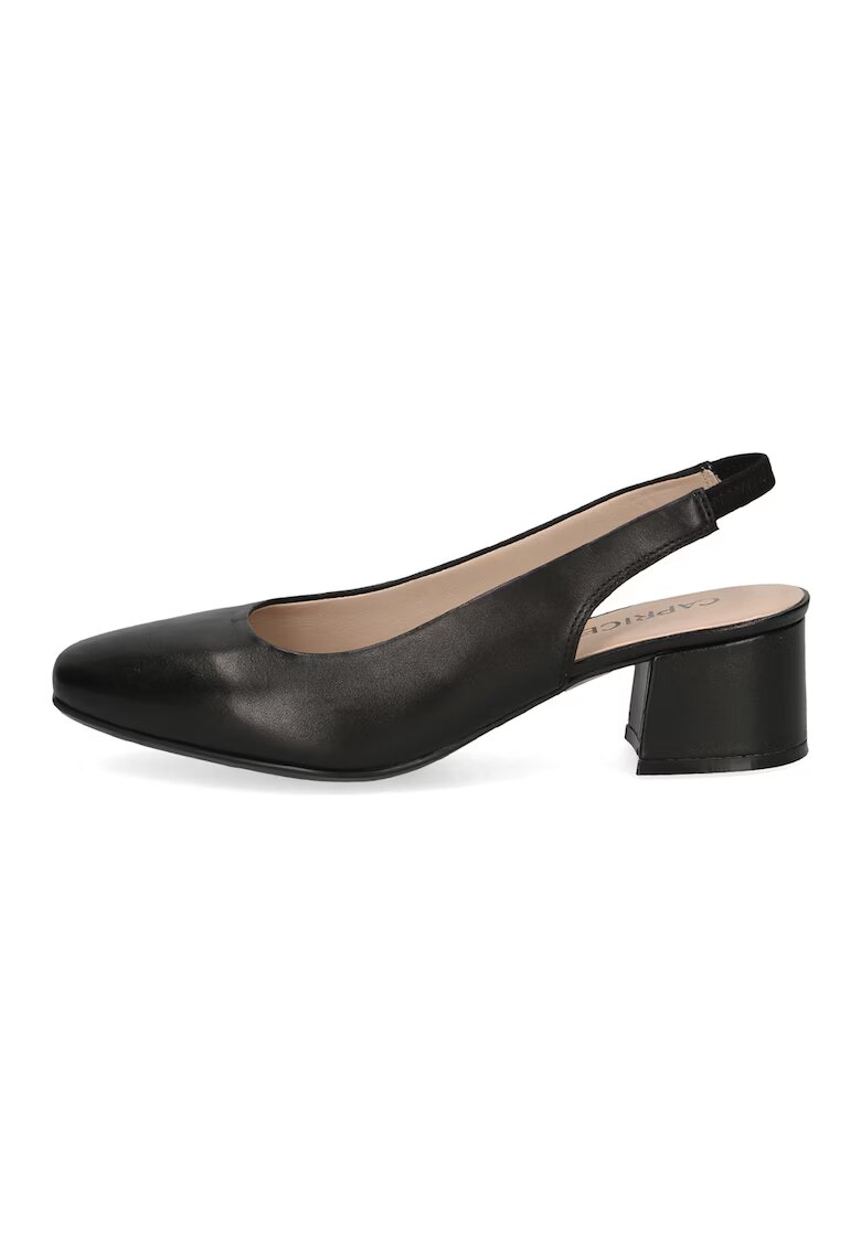 Caprice Pantofi slingback din piele cu toc masiv - Negru stins