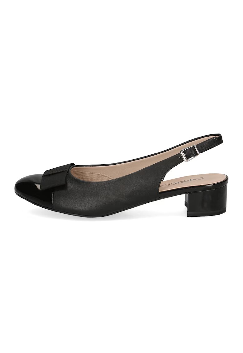 Caprice Pantofi slingback din piele si piele ecologica - Negru
