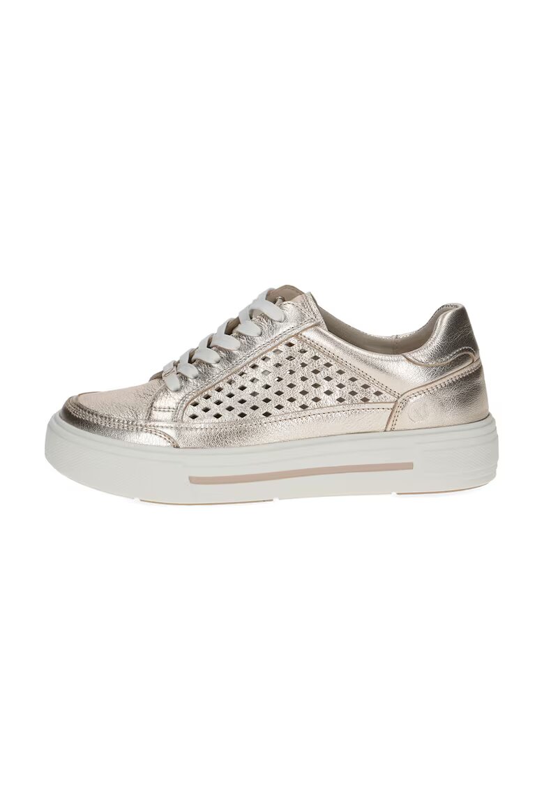 Caprice Pantofi sport flatform de piele cu segmente perforate - Auriu