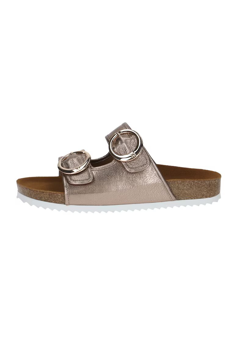 Caprice Papuci de piele cu aspect metalic - Bronz