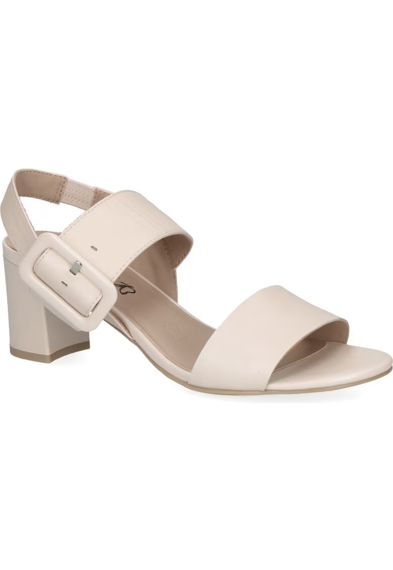 Caprice Sandale de piele cu toc masiv - Crem